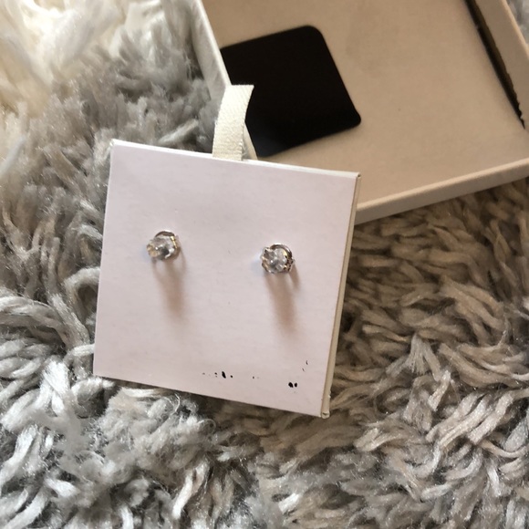 NWT Sterling Silver White Sapphire Earrings - Picture 3 of 6